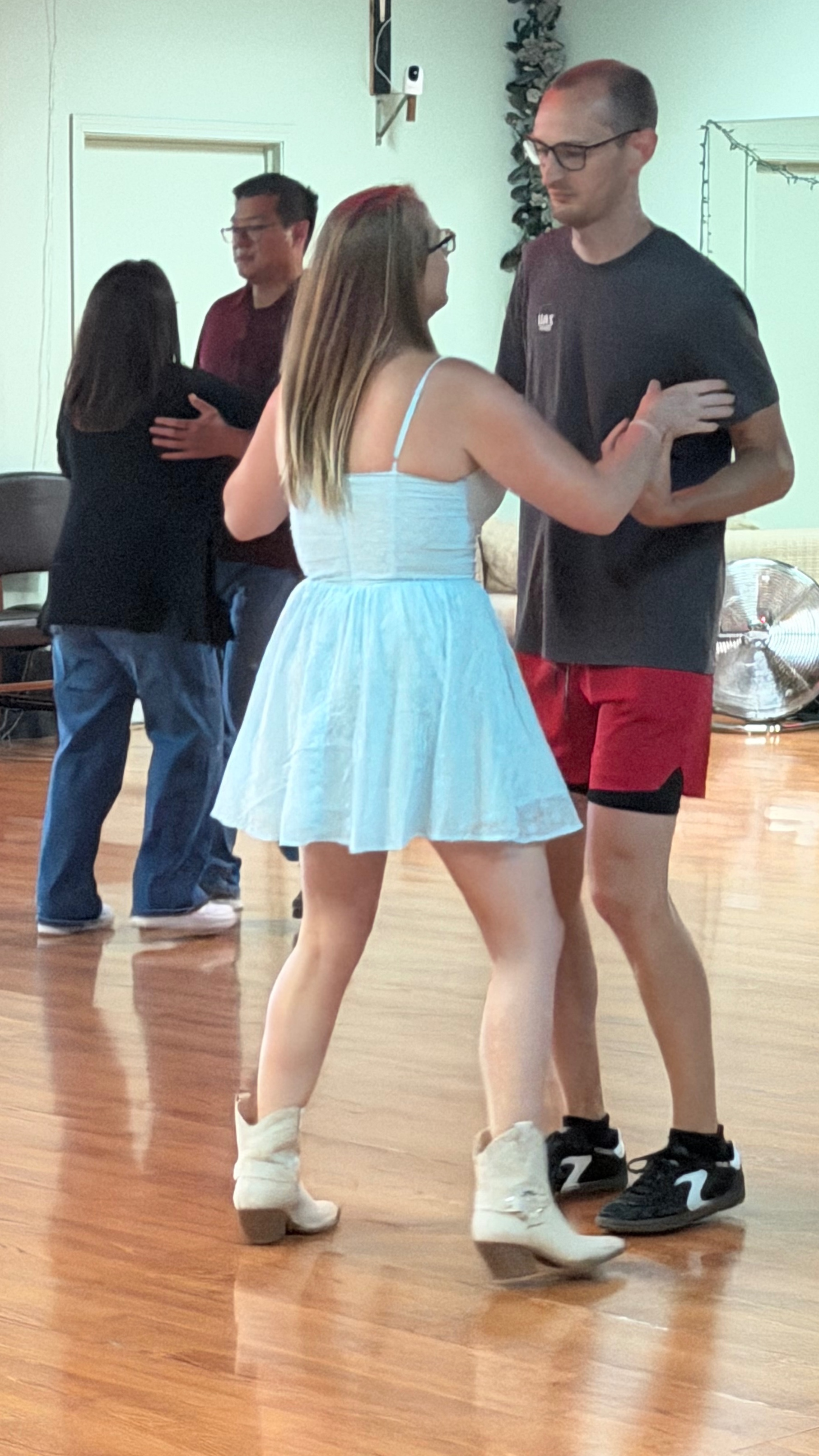 Adults learning in a DanceFun group class