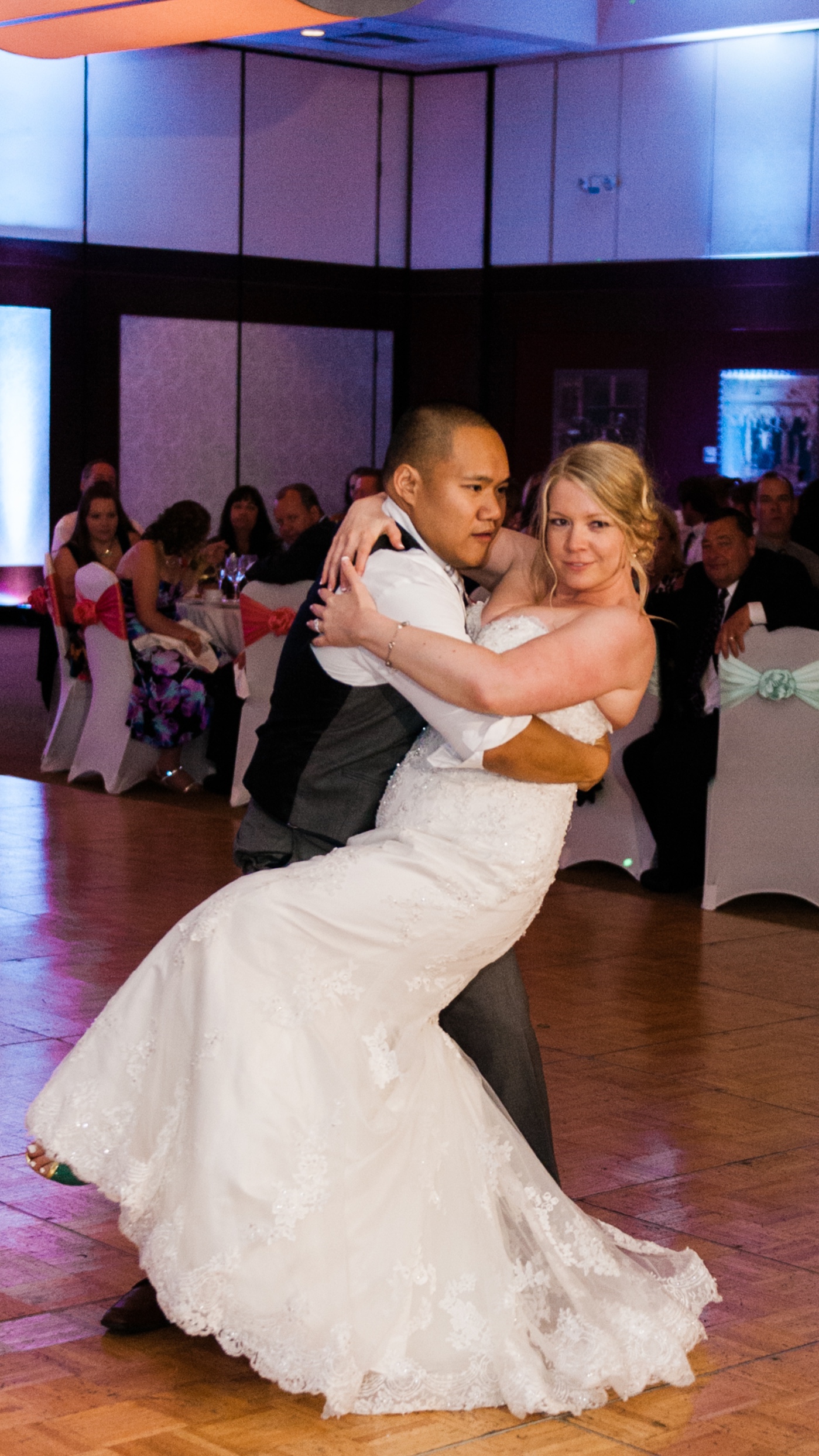 A couple preparing for their wedding dance